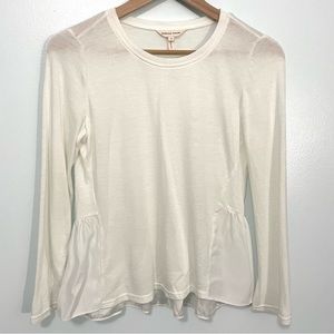 Rebecca Taylor Ivory White Wool Blend Silk Semi Peplum Blouse Size S